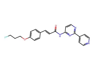 3-[4-(3-fluoropropoxy)phenyl]-N-(2-pyridin-4-ylpyrimidin-4-yl)prop-2-enamide structure