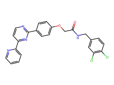 N-(3,4-dichlorobenzyl)-2-{4-[4-(2-pyridinyl)-2-pyrimidinyl]phenoxy}acetamide structure
