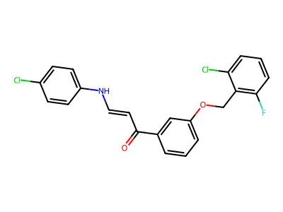 (E)-3-(4-chloroanilino)-1-{3-[(2-chloro-6-fluorobenzyl)oxy]phenyl}-2-propen-1-one structure