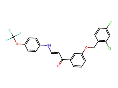 (E)-1-{3-[(2,4-dichlorobenzyl)oxy]phenyl}-3-[4-(trifluoromethoxy)anilino]-2-propen-1-one structure