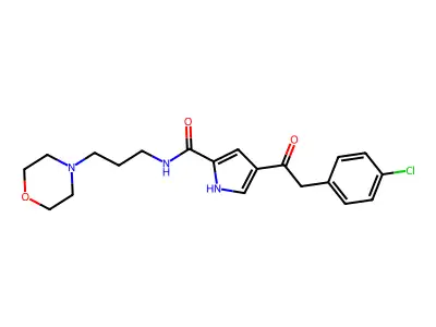 4-[2-(4-chlorophenyl)acetyl]-N-(3-morpholinopropyl)-1H-pyrrole-2-carboxamide structure