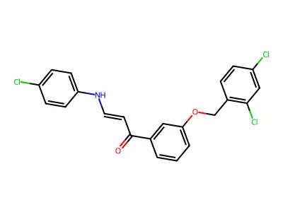 3-(4-Chloroanilino)-1-[3-[(2,4-dichlorophenyl)methoxy]phenyl]prop-2-en-1-one structure