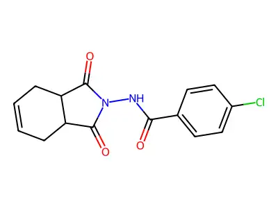 4-chloro-N-(1,3-dioxo-3a,4,7,7a-tetrahydroisoindol-2-yl)benzamide structure