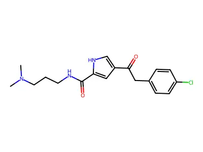 4-[2-(4-chlorophenyl)acetyl]-N-[3-(dimethylamino)propyl]-1H-pyrrole-2-carboxamide structure