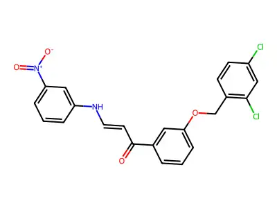 1-[3-[(2,4-Dichlorophenyl)methoxy]phenyl]-3-(3-nitroanilino)prop-2-en-1-one structure