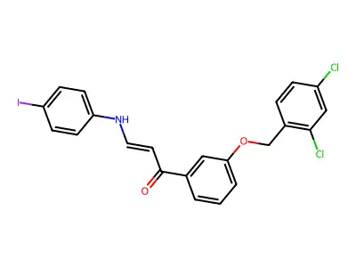 1-[3-[(2,4-Dichlorophenyl)methoxy]phenyl]-3-(4-iodoanilino)prop-2-en-1-one structure