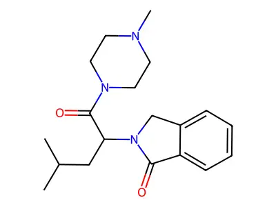 2-[4-methyl-1-(4-methylpiperazin-1-yl)-1-oxopentan-2-yl]-3H-isoindol-1-one structure