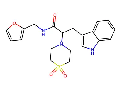 2-(1,1-dioxo-1lambda~6~,4-thiazinan-4-yl)-N-(2-furylmethyl)-3-(1H-indol-3-yl)propanamide structure