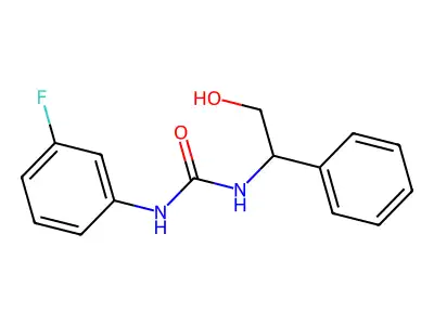 N-(3-fluorophenyl)-N'-(2-hydroxy-1-phenylethyl)urea structure