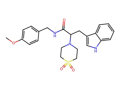 2-(1,1-dioxo-1,4-thiazinan-4-yl)-3-(1H-indol-3-yl)-N-[(4-methoxyphenyl)methyl]propanamide structure