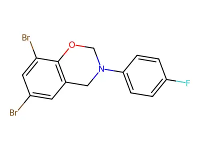 6,8-dibromo-3-(4-fluorophenyl)-3,4-dihydro-2H-1,3-benzoxazine structure