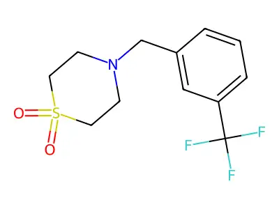 4-[3-(Trifluoromethyl)benzyl]-1lambda~6~,4-thiazinane-1,1-dione structure