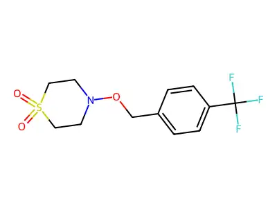 4-{[4-(Trifluoromethyl)benzyl]oxy}-1lambda~6~,4-thiazinane-1,1-dione structure