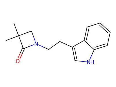 1-[2-(1H-indol-3-yl)ethyl]-3,3-dimethyl-2-azetanone structure