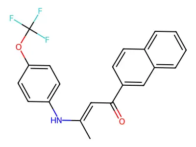 (E)-1-(2-naphthyl)-3-[4-(trifluoromethoxy)anilino]-2-buten-1-one structure
