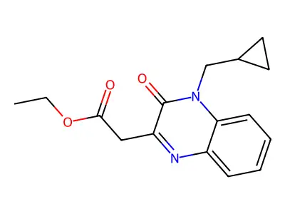 Ethyl 2-[4-(cyclopropylmethyl)-3-oxo-3,4-dihydro-2-quinoxalinyl]acetate structure
