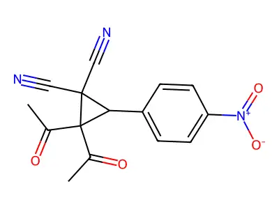 2,2-Diacetyl-3-(4-nitrophenyl)cyclopropane-1,1-dicarbonitrile structure