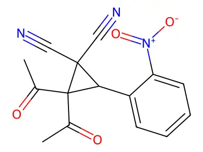 2,2-Diacetyl-3-(2-nitrophenyl)cyclopropane-1,1-dicarbonitrile structure