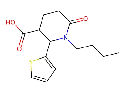 1-Butyl-6-oxo-2-(2-thienyl)-3-piperidinecarboxylic acid structure