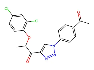 1-[1-(4-acetylphenyl)-1H-1,2,3-triazol-4-yl]-2-(2,4-dichlorophenoxy)-1-propanone structure