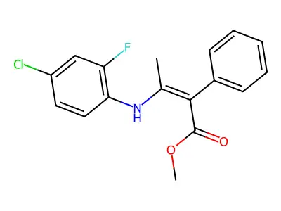 methyl (Z)-3-(4-chloro-2-fluoroanilino)-2-phenyl-2-butenoate structure