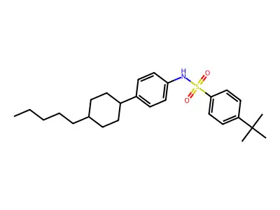 4-tert-butyl-N-[4-(4-pentylcyclohexyl)phenyl]benzenesulfonamide structure