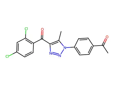 1-{4-[4-(2,4-dichlorobenzoyl)-5-methyl-1H-1,2,3-triazol-1-yl]phenyl}-1-ethanone structure