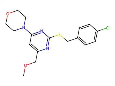 4-[2-[(4-Chlorobenzyl)sulfanyl]-6-(methoxymethyl)-4-pyrimidinyl]morpholine structure