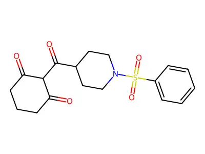 2-[1-(Benzenesulfonyl)piperidine-4-carbonyl]cyclohexane-1,3-dione structure