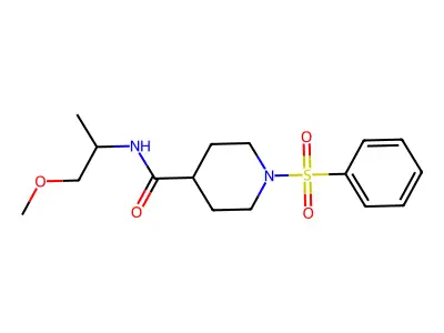1-(benzenesulfonyl)-N-(1-methoxypropan-2-yl)piperidine-4-carboxamide structure