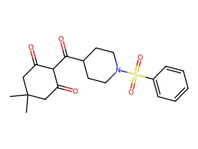 5,5-Dimethyl-2-{[1-(phenylsulfonyl)-4-piperidinyl]carbonyl}-1,3-cyclohexanedione structure
