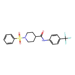 1-(benzenesulfonyl)-N-[4-(trifluoromethyl)phenyl]piperidine-4-carboxamide structure