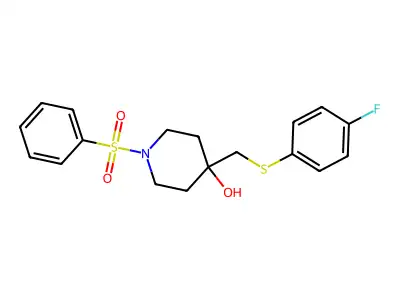4-{[(4-Fluorophenyl)sulfanyl]methyl}-1-(phenylsulfonyl)-4-piperidinol structure
