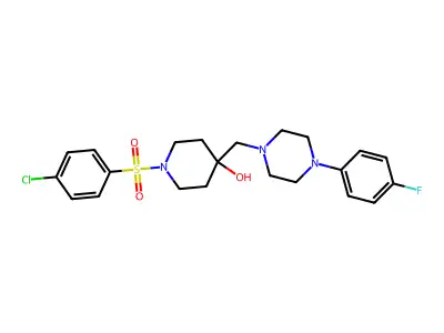 1-[(4-chlorophenyl)sulfonyl]-4-{[4-(4-fluorophenyl)piperazino]methyl}-4-piperidinol structure