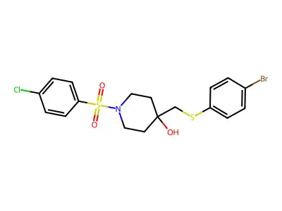 4-{[(4-Bromophenyl)sulfanyl]methyl}-1-[(4-chlorophenyl)sulfonyl]-4-piperidinol structure
