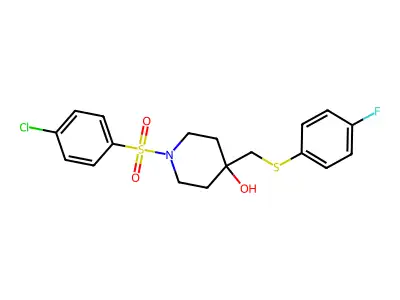 1-(4-Chlorophenyl)sulfonyl-4-[(4-fluorophenyl)sulfanylmethyl]piperidin-4-ol structure