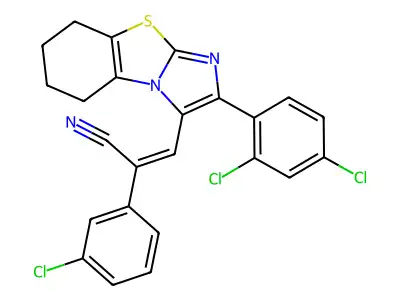 (Z)-2-(3-chlorophenyl)-3-[2-(2,4-dichlorophenyl)-5,6,7,8-tetrahydroimidazo[2,1-b][1,3]benzothiazol-3-yl]-2-propenenitrile structure