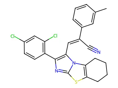(Z)-3-[2-(2,4-dichlorophenyl)-5,6,7,8-tetrahydroimidazo[2,1-b][1,3]benzothiazol-3-yl]-2-(3-methylphenyl)-2-propenenitrile structure