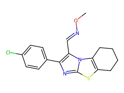 1-[2-(4-chlorophenyl)-5,6,7,8-tetrahydroimidazo[2,1-b][1,3]benzothiazol-1-yl]-N-methoxymethanimine structure