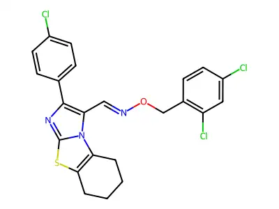 1-[2-(4-chlorophenyl)-5,6,7,8-tetrahydroimidazo[2,1-b][1,3]benzothiazol-1-yl]-N-[(2,4-dichlorophenyl)methoxy]methanimine structure