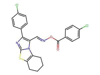 [[2-(4-chlorophenyl)-5,6,7,8-tetrahydroimidazo[2,1-b][1,3]benzothiazol-1-yl]methylideneamino] 4-chlorobenzoate structure