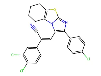 (Z)-3-[2-(4-chlorophenyl)-5,6,7,8-tetrahydroimidazo[2,1-b][1,3]benzothiazol-3-yl]-2-(3,4-dichlorophenyl)-2-propenenitrile structure