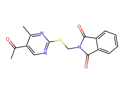2-{[(5-acetyl-4-methyl-2-pyrimidinyl)sulfanyl]methyl}-1H-isoindole-1,3(2H)-dione structure