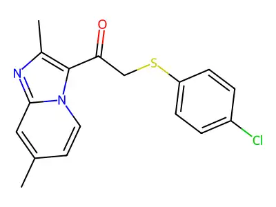 2-[(4-chlorophenyl)sulfanyl]-1-(2,7-dimethylimidazo[1,2-a]pyridin-3-yl)-1-ethanone structure