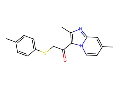1-(2,7-dimethylimidazo[1,2-a]pyridin-3-yl)-2-[(4-methylphenyl)sulfanyl]-1-ethanone structure