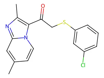 2-[(3-chlorophenyl)sulfanyl]-1-(2,7-dimethylimidazo[1,2-a]pyridin-3-yl)-1-ethanone structure