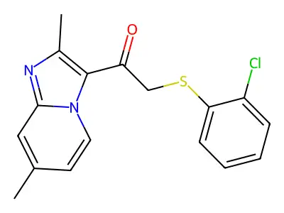 2-[(2-chlorophenyl)sulfanyl]-1-(2,7-dimethylimidazo[1,2-a]pyridin-3-yl)-1-ethanone structure