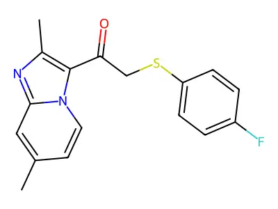 1-(2,7-dimethylimidazo[1,2-a]pyridin-3-yl)-2-[(4-fluorophenyl)sulfanyl]-1-ethanone structure