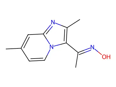 N-[1-(2,7-dimethylimidazo[1,2-a]pyridin-3-yl)ethylidene]hydroxylamine structure