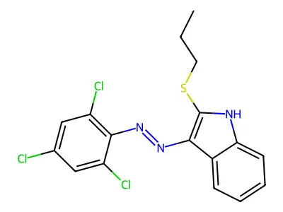 2-(propylsulfanyl)-3H-indol-3-one N-(2,4,6-trichlorophenyl)hydrazone structure